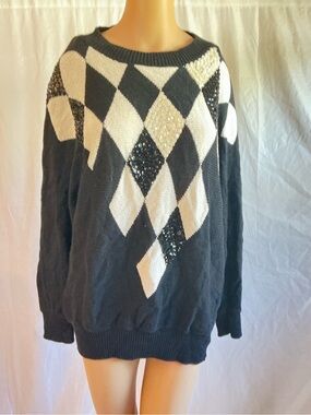 Apart Ladies Black and White Sequined Sweater EUC